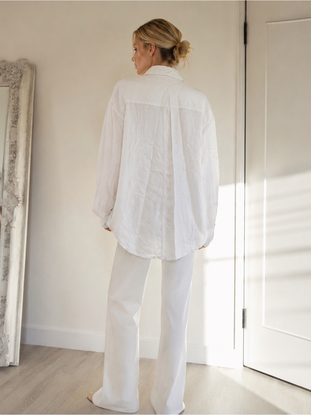 Zara White Linen Button Front Shirt Size S - Picture 3 of 7